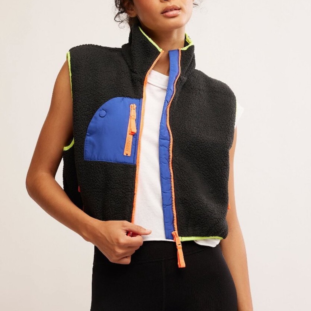 Free People Black Vest with Blue and Neon Highlights - Picture 5 of 16